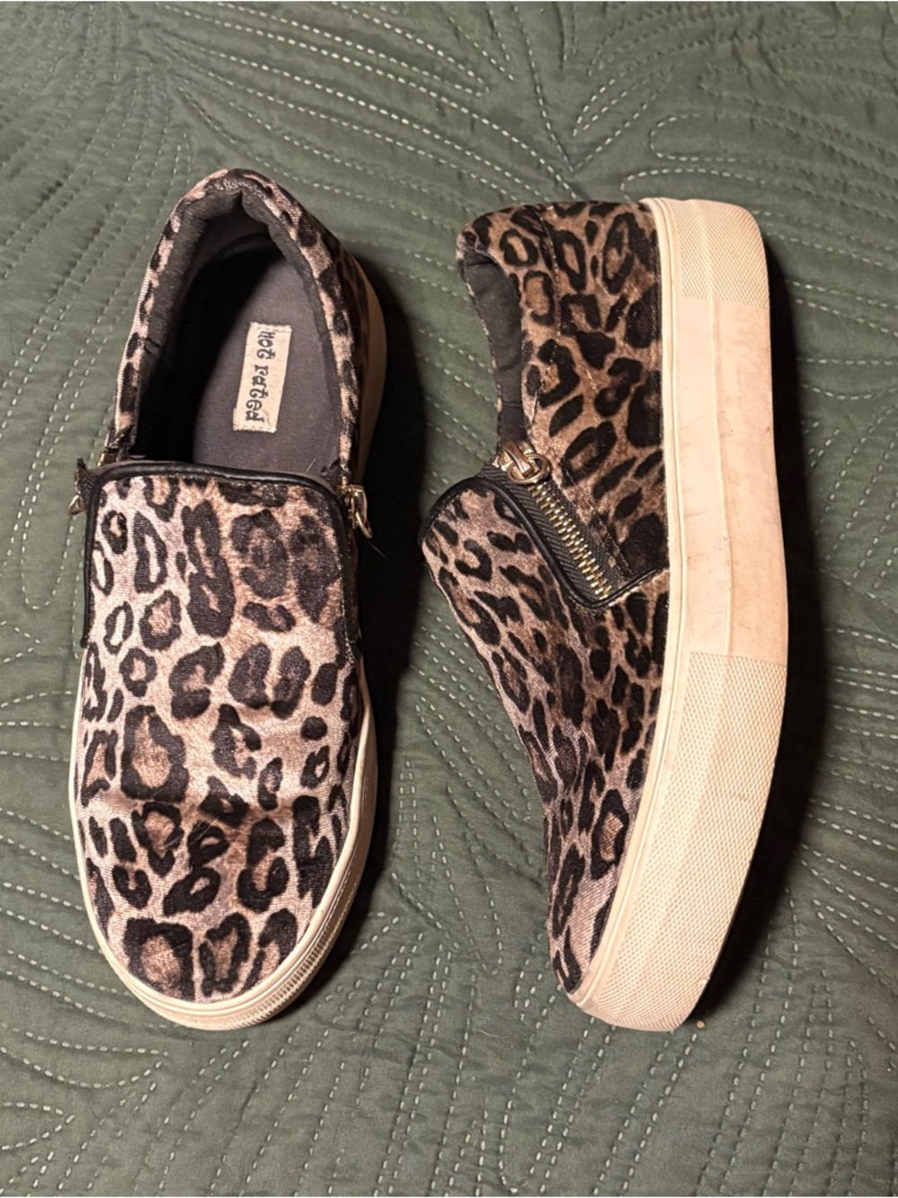 Not Rated Leopard Print Platform Slip-On Sneakers - Brown/Black